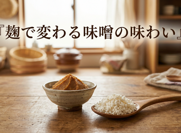 味噌と米麹を並べた和のキッチンのイメージ